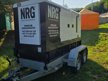 Profesionálny dieselagregát NRG na prívesnom vozíku